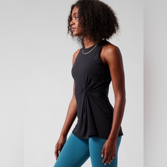 Athleta Women’s Radiate Twist Tank Top Cami Long Black Soft Tencel/Modal Blend M - Picture 3 of 11